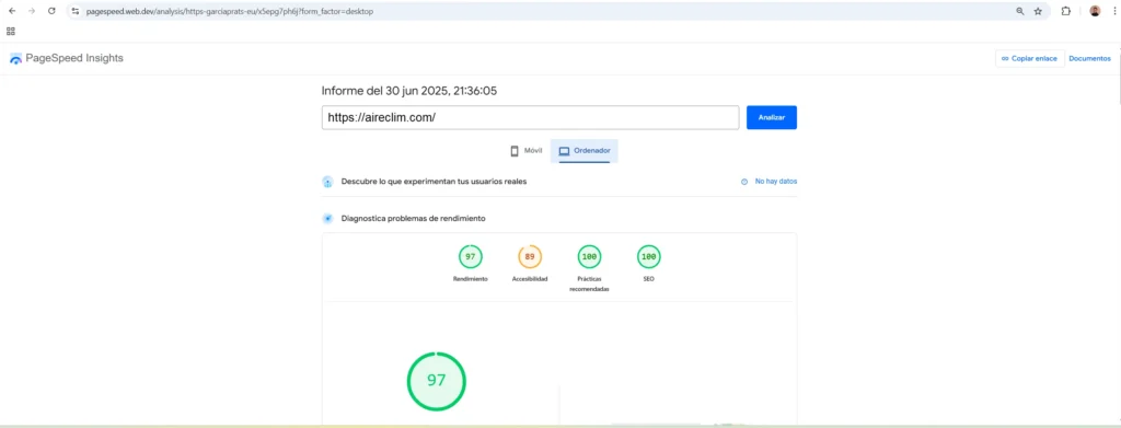 velocidad diseño web